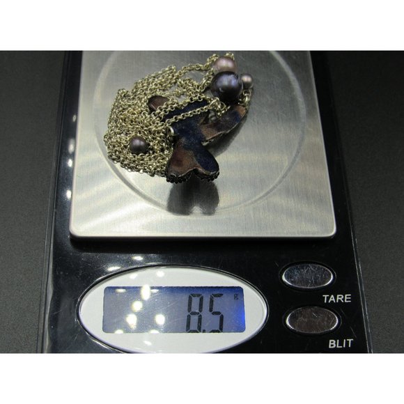 Hangs 17" Sterling Silver Handmade Dragonfly And Pearl Necklace Vintage - Picture 5 of 5